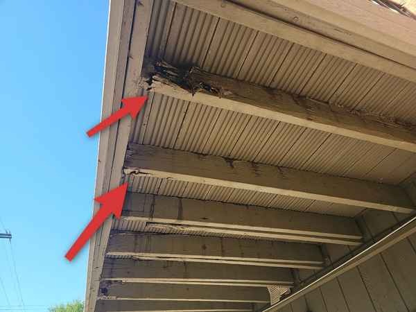 Wood decay on balcony and deck framing found during a multi-family inspection in the Kansas City area